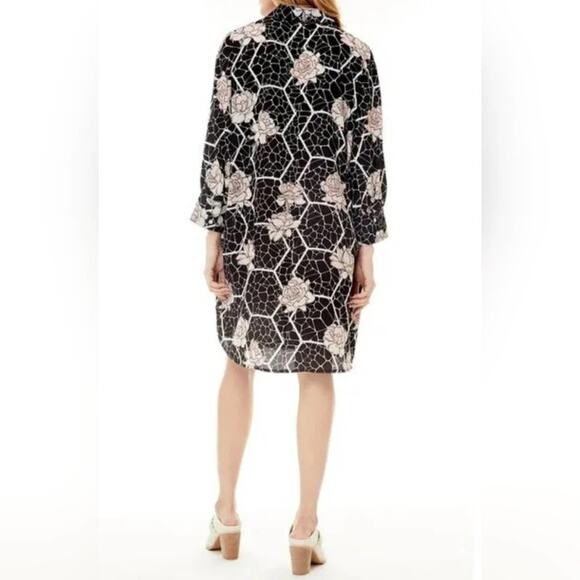 Nordstrom Love by  Design NWT Brooklyn Black Floral Art Button Shirt Dress XL - Picture 3 of 8